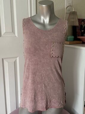 Vocal Y2K Dusty Purple Acid Wash Gold Studded Tank